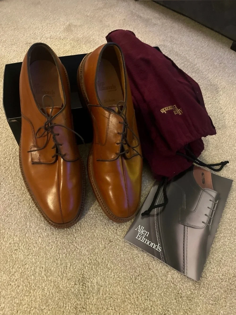 Allen Edmonds Dickson Chestnut Dress Split Toe Shoes With Dust Bags 11D